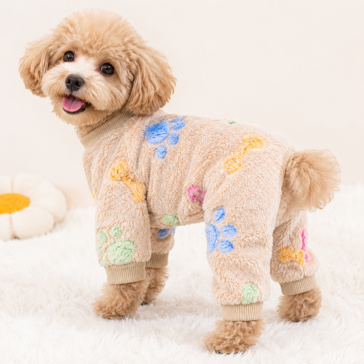 Brown Bow & Bone Plush Pet Jumpsuit for Dogs & Cats - Digollo at Why Go Less, Lebanon