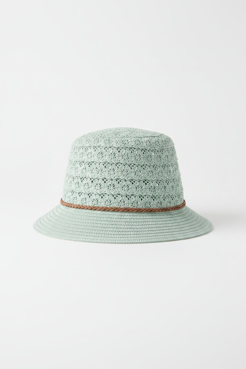 Summer Straw Hats Set of 2 Light Green and Blue-Grey | Pre-Loved | Why Go Less-4