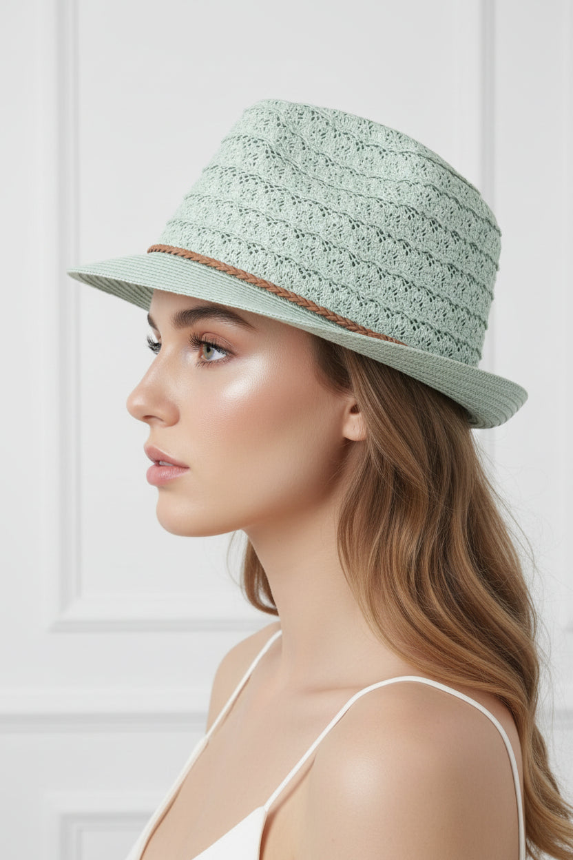 Summer Straw Hats Set of 2 Light Green and Blue-Grey | Pre-Loved | Why Go Less-3