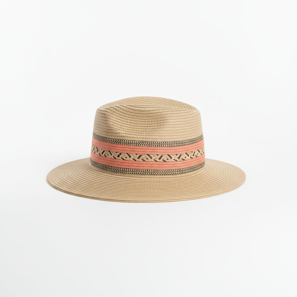 Wide-Brim Straw Sun Hats Set of 2 Tan and Beige | Pre-Loved | Why Go Less