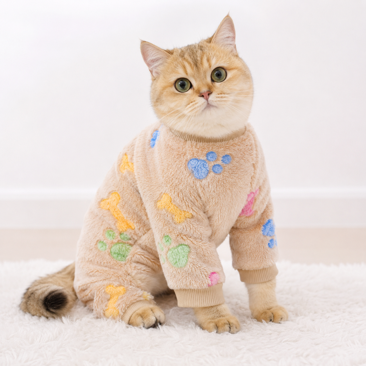 Brown Bow & Bone Plush Pet Jumpsuit for Dogs & Cats - Digollo at Why Go Less, Lebanon (2)