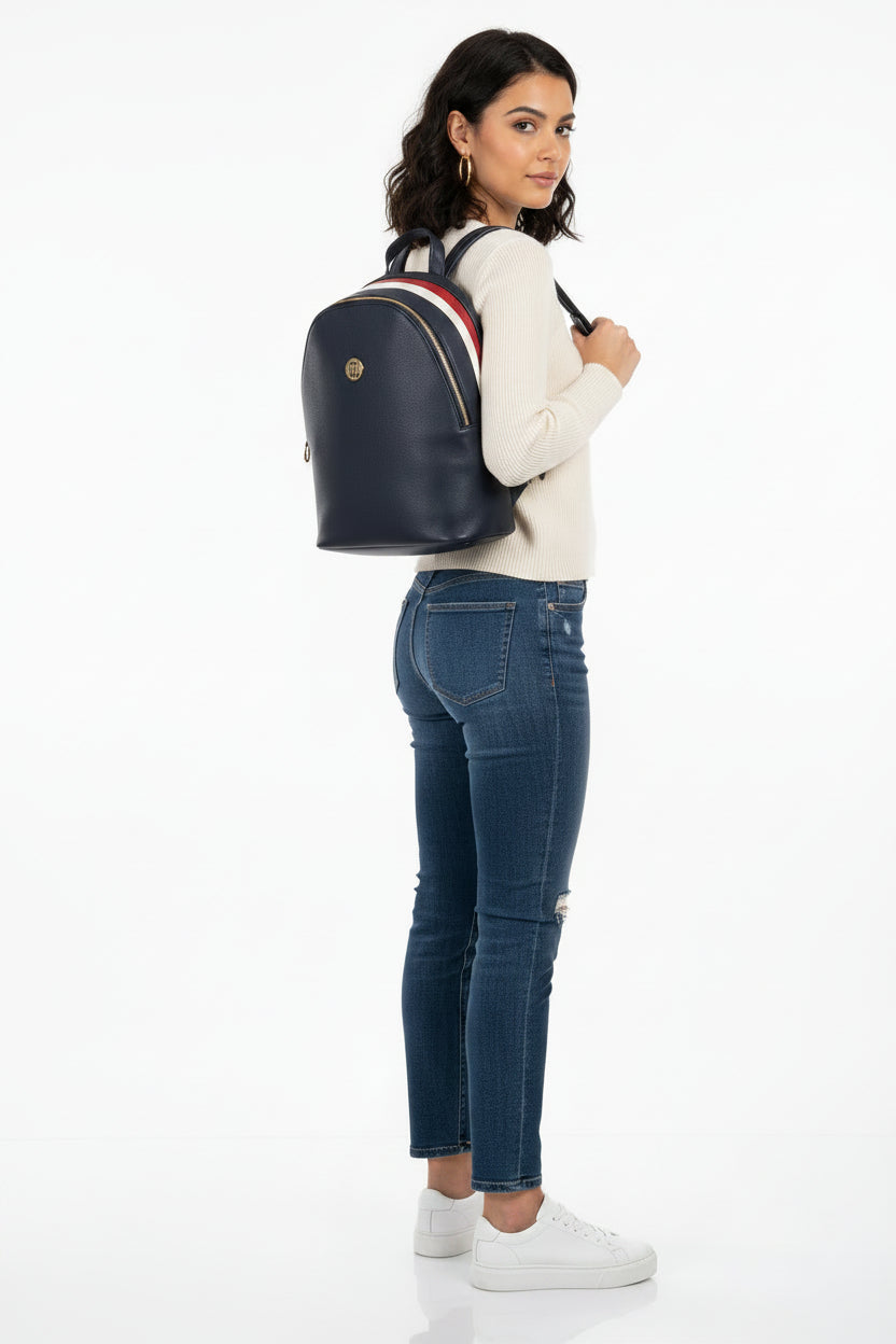 Tommy Hilfiger Navy Backpack with Gold Hardware | Pre-Loved | Why Go Less