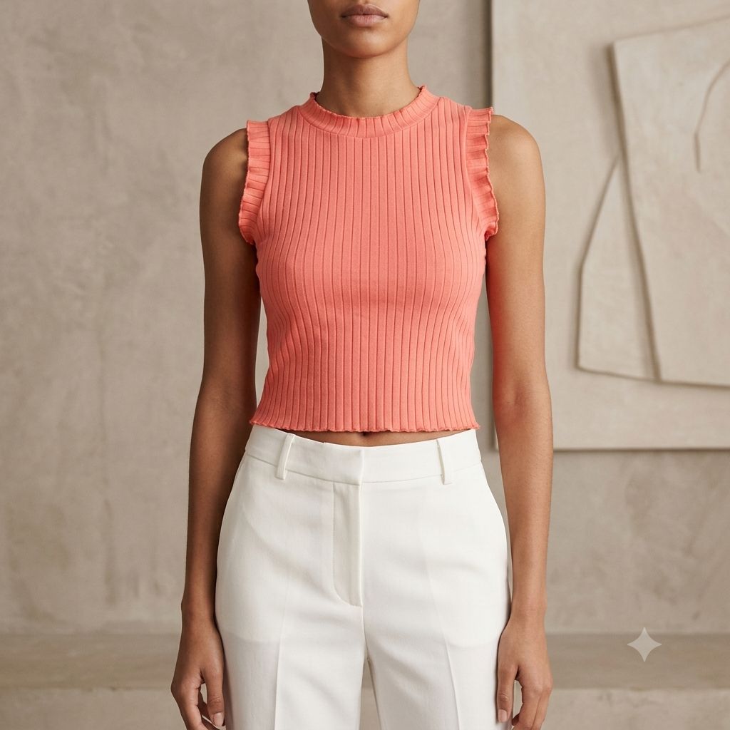 Coral Ribbed Sleeveless Top | Pre-Loved | Why Go Less-2