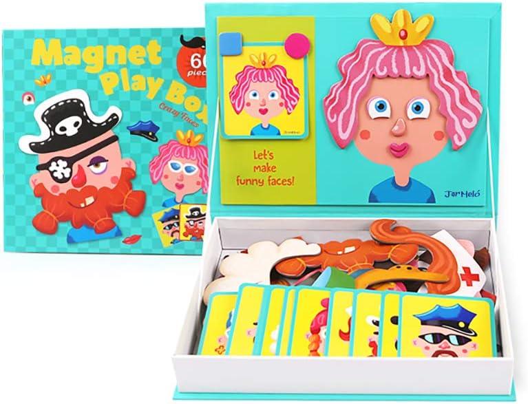 Jarmelo Magnet Play Box, Crazy Faces, 66 Pcs - brand photo, Little Artists