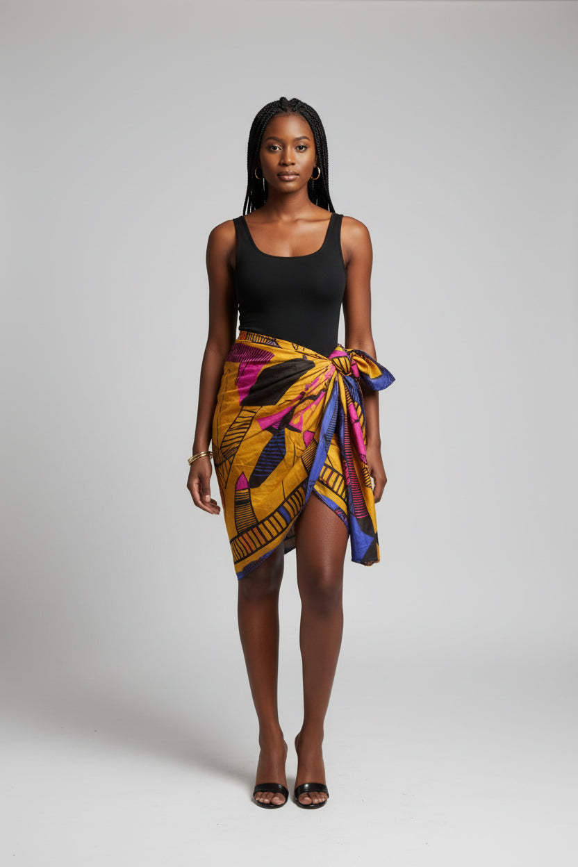 Colorful Abstract Print Scarf Wrap | Pre-Loved | Why Go Less-1