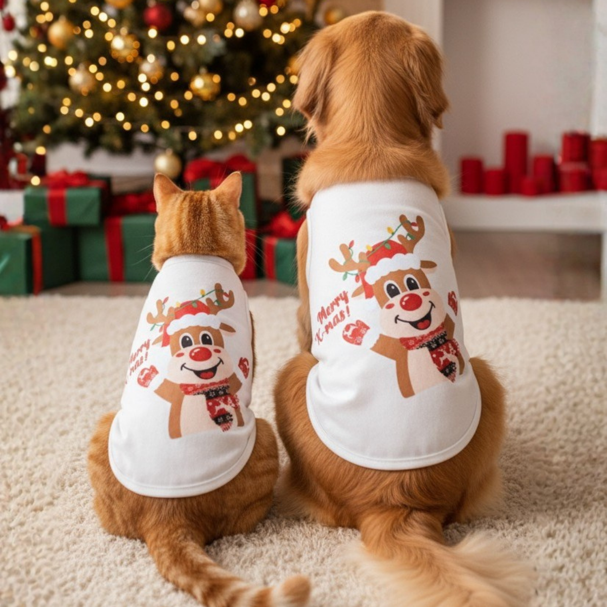 White Reindeer Pet Outfit â€“ Merry Xmas Rudolph Design - Digollo at Why Go Less, Lebanon