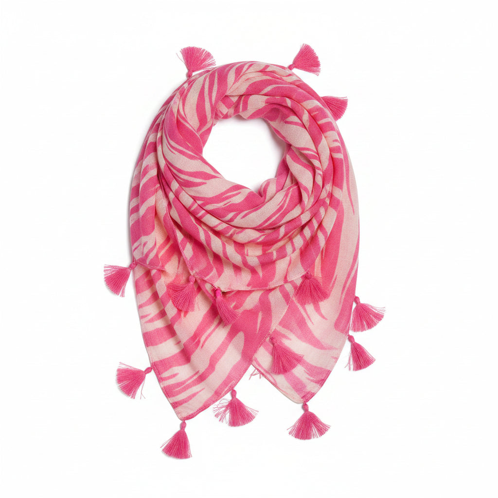 Pink Striped Tassel-Trim Sheer Scarf Wrap | Pre-Loved | Why Go Less-2