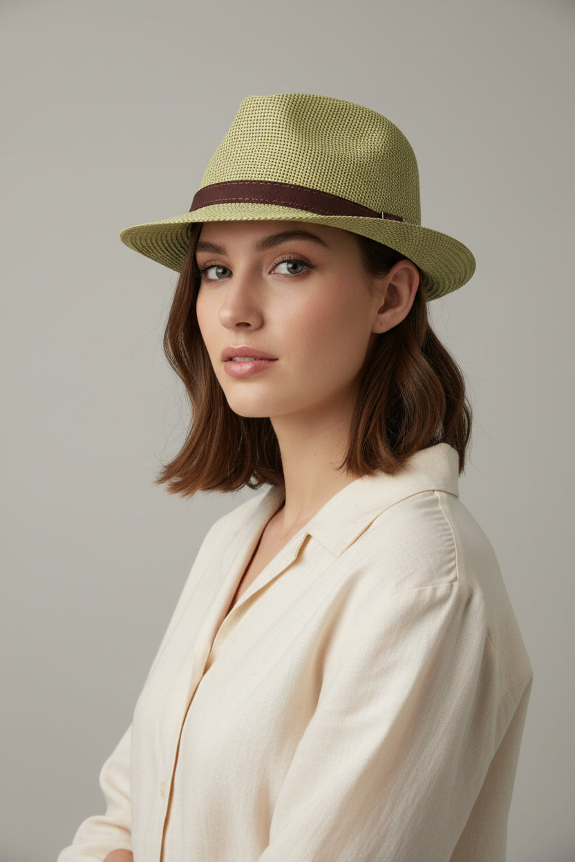Summer Straw Hats Set of 2 Light Green and Blue-Grey | Pre-Loved | Why Go Less-1