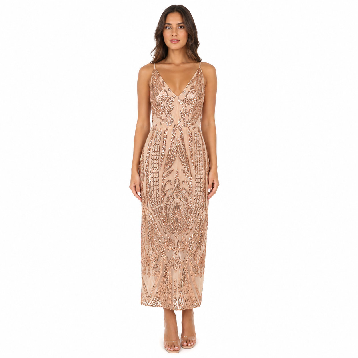 Rose Gold Sequin Embellished Mini Dress Size S/M | Pre-Loved | Why Go Less-2