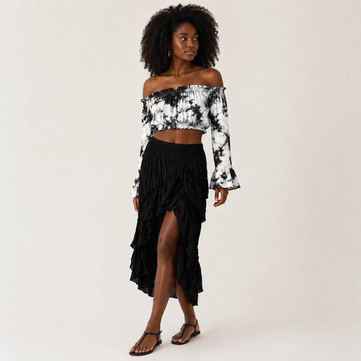 Black Ruched Ruffle Mini Skirt | Pre-Loved | Why Go Less-2
