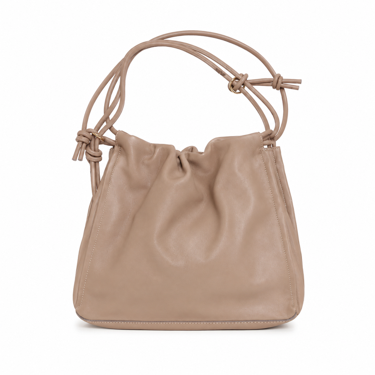 Beige Soft Bucket Shoulder Bag | Pre-Loved | Why Go Less-1