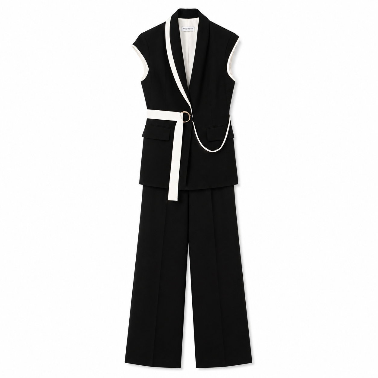 Black and White Belted Blazer and Pants Set | Pre-Loved | Why Go Less-1