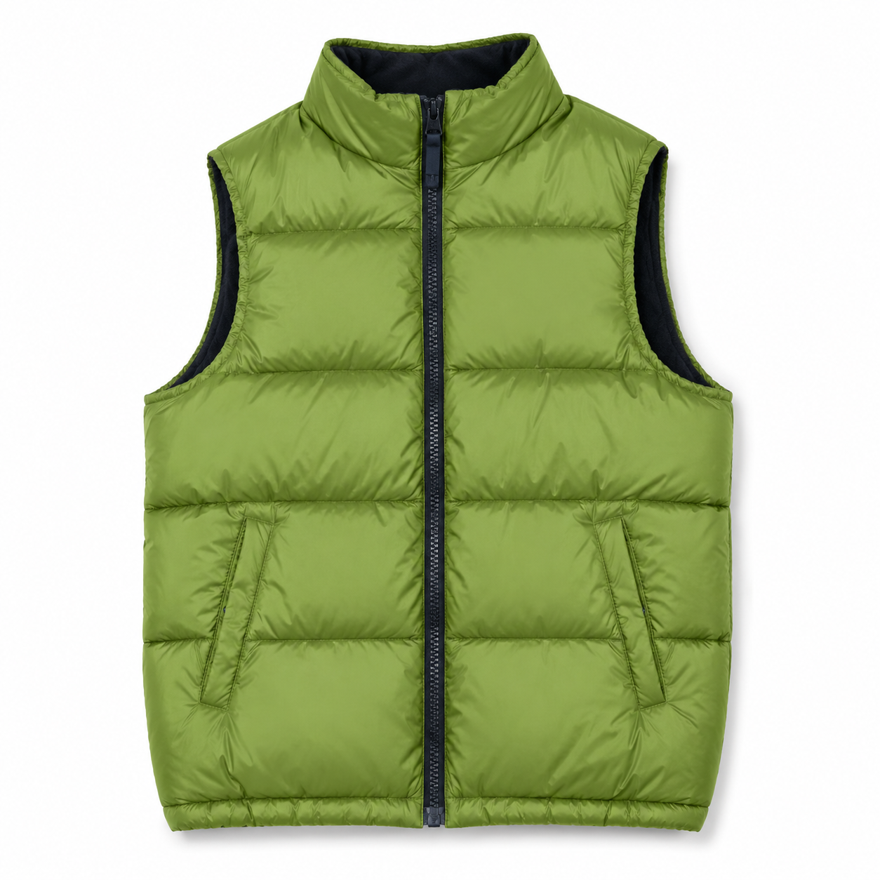 Olive Green Zip-Up Puffer Vest | Pre-Loved | Why Go Less