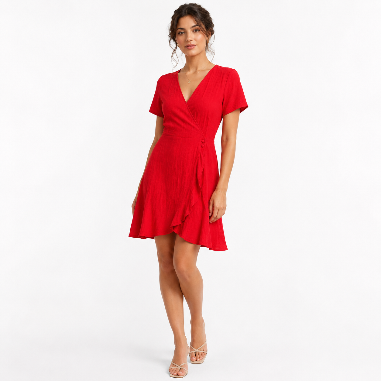 Koton Red V-Neck Wrap Dress | Pre-Loved | Why Go Less-1