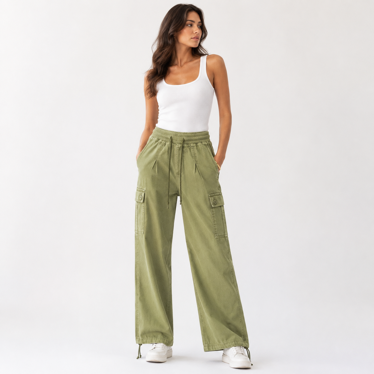Olive Green Cargo Jogger Pants | Pre-Loved | Why Go Less