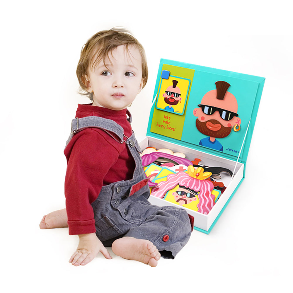 Jarmelo Magnet Play Box, Crazy Faces, 66 Pcs - brand photo, Little Artists