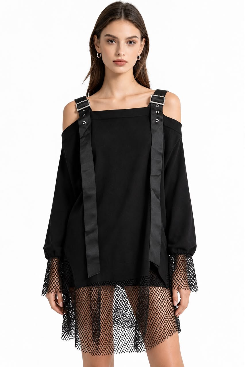 Black Sleeveless Top with Mesh Hem Trim | Pre-Loved | Why Go Less-1