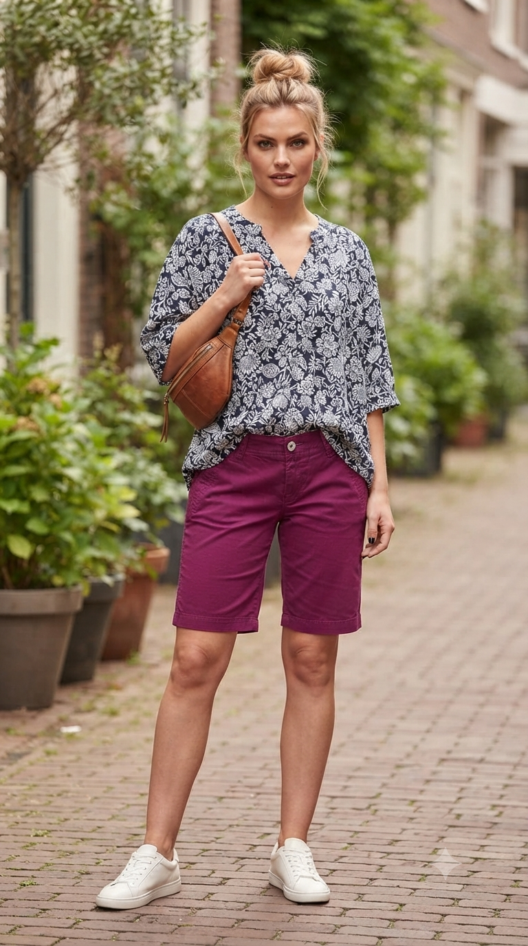 Purple Mid-Length Cotton Chino Shorts | Pre-Loved | Why Go Less-2