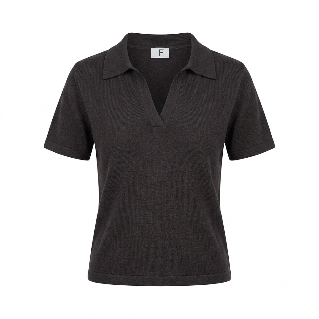 Black Sheer Short-Sleeve V-Neck Knit Top | Pre-Loved | Why Go Less-1