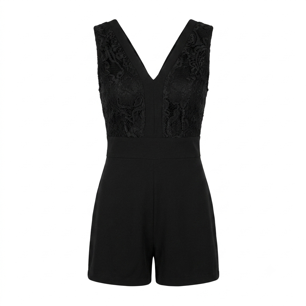 Black Sleeveless V-Neck Lace-Trim Top | Pre-Loved | Why Go Less-1