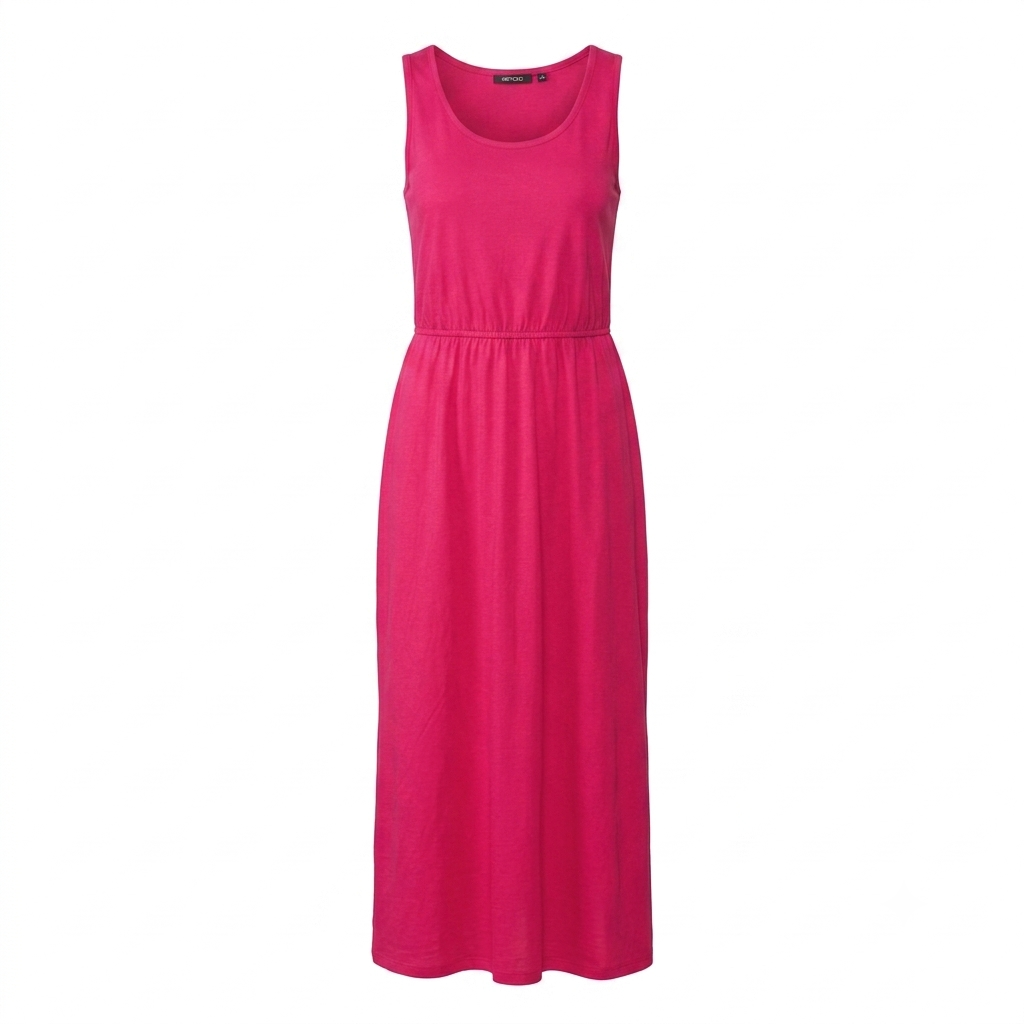Red Sleeveless Maxi Dress With Dark Trim Neckline | Pre-Loved | Why Go Less