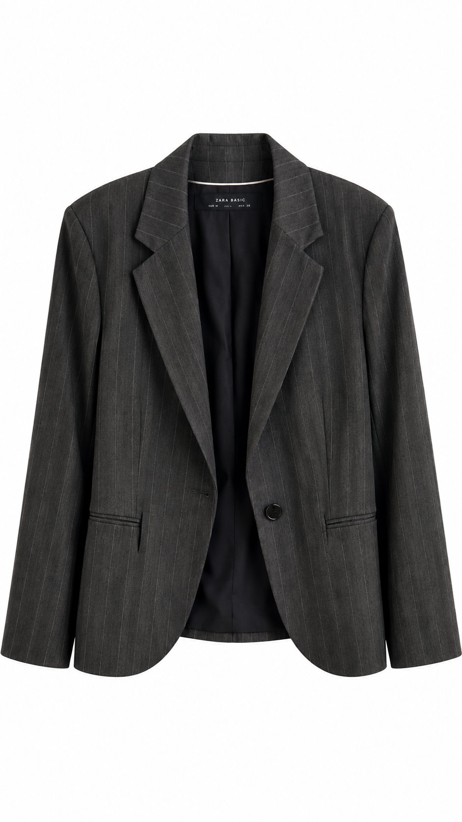 Zara Basic Dark Grey Pinstripe Blazer | Pre-Loved | Why Go Less