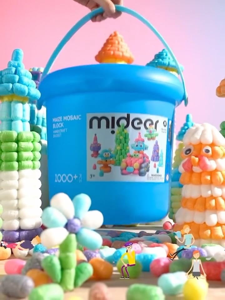 Mideer Maize Mosaic Block Bucket, 1000+ Pcs - brand photo, Little Artists