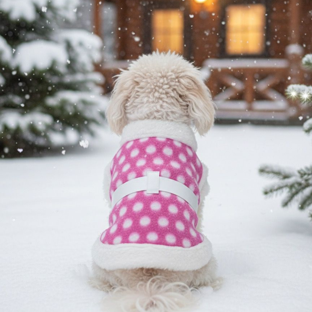Cozy Winter Polka Dot Dog Jacket Pink - Digollo at Why Go Less, Lebanon