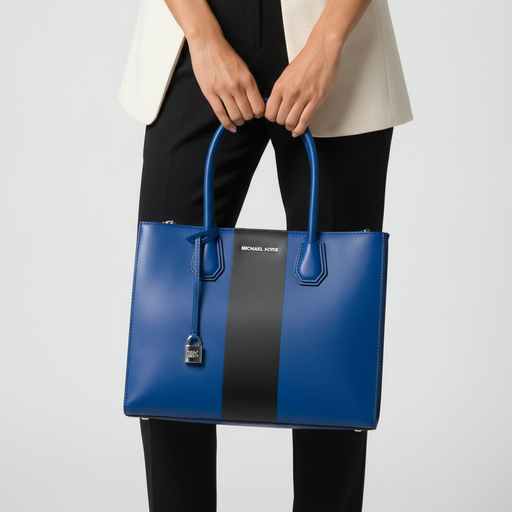 Michael Kors Blue and Black Leather Tote Bag | Pre-Loved | Why Go Less