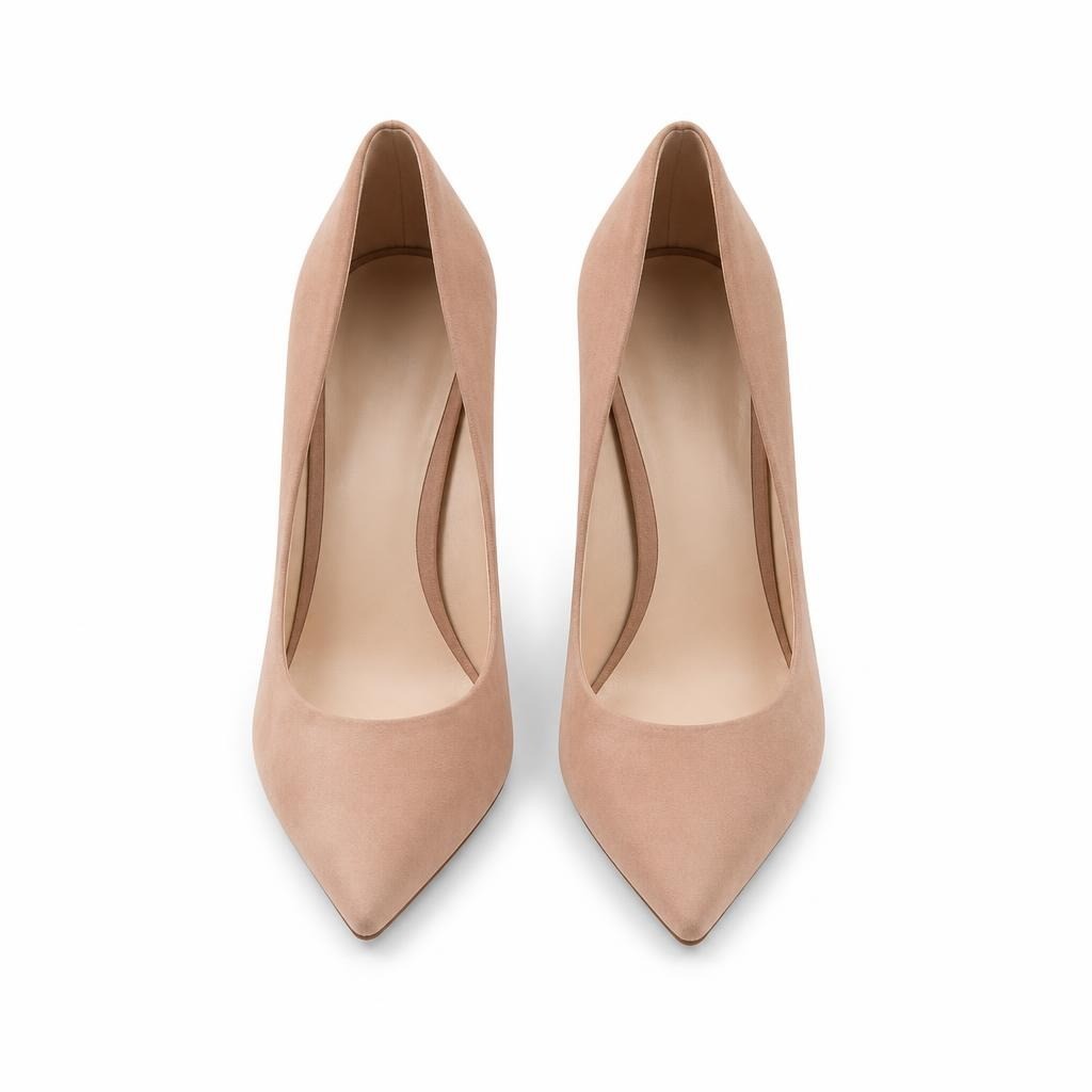 Nude blush suede pointed-toe stiletto pumps - second-hand at Why Go Less, Dekwaneh, Lebanon