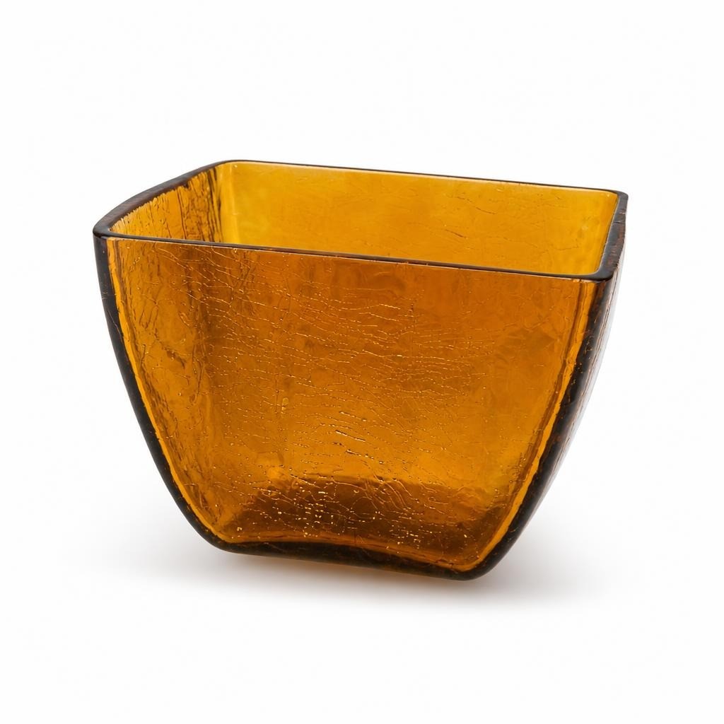 Cristal d'Arques Longchamp amber crackle glass bowl - second-hand at Why Go Less, Dekwaneh, Lebanon
