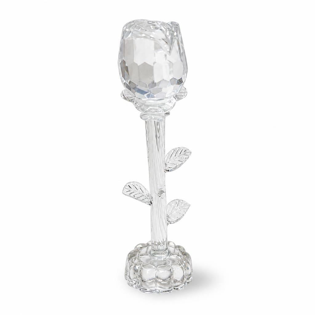 Crystal glass rose figurine with leaf stem - second-hand at Why Go Less, Dekwaneh, Lebanon