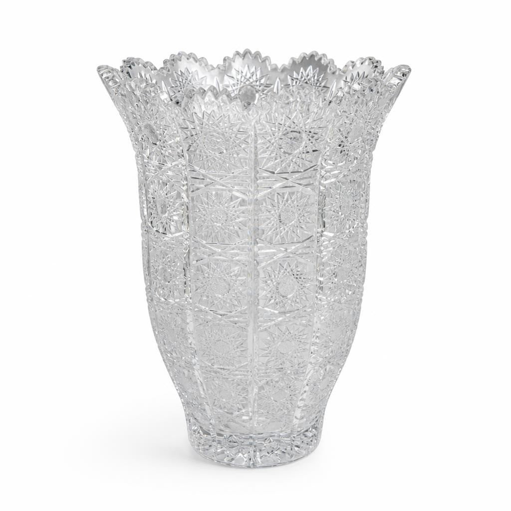 Cut crystal clear decorative vase, ornate pattern - second-hand at Why Go Less, Dekwaneh, Lebanon