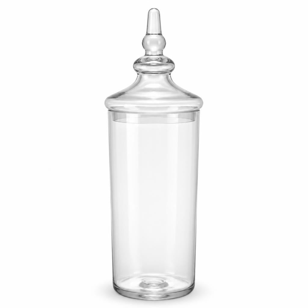 Clear glass apothecary jar with lid, tall - second-hand at Why Go Less, Dekwaneh, Lebanon