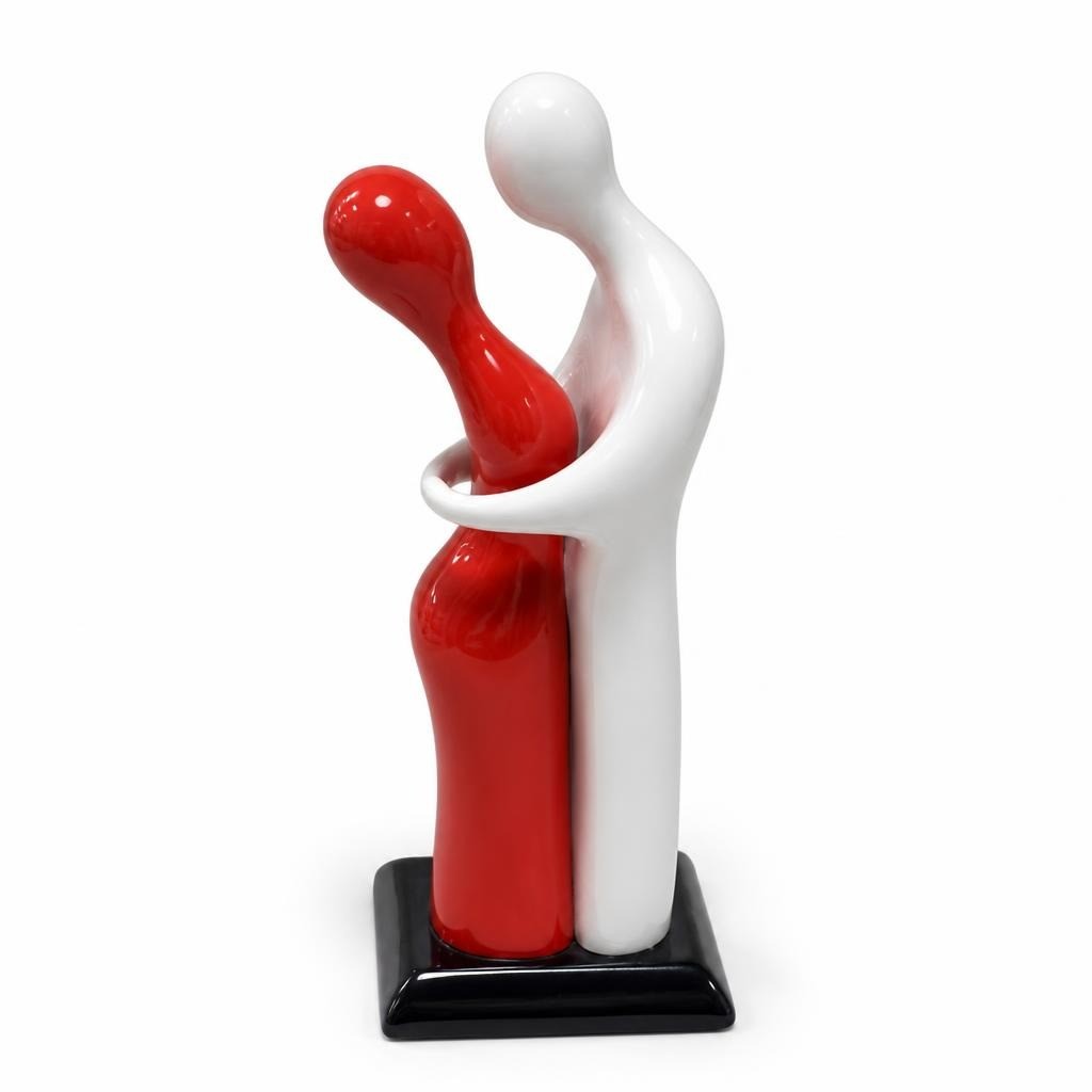 Abstract ceramic couple sculpture red and white - second-hand at Why Go Less, Dekwaneh, Lebanon