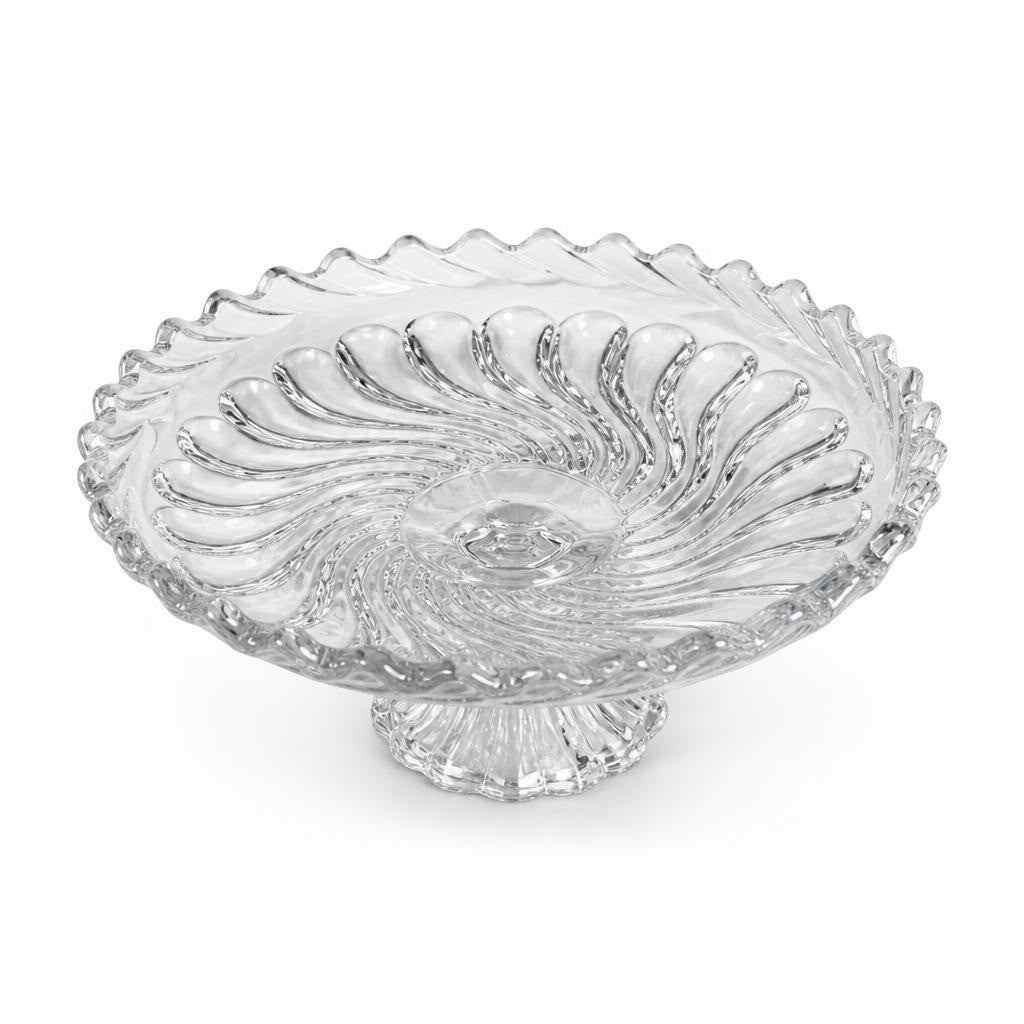 Clear Pressed Glass Swirl Footed Compote Dish - second-hand at Why Go Less, Dekwaneh, Lebanon