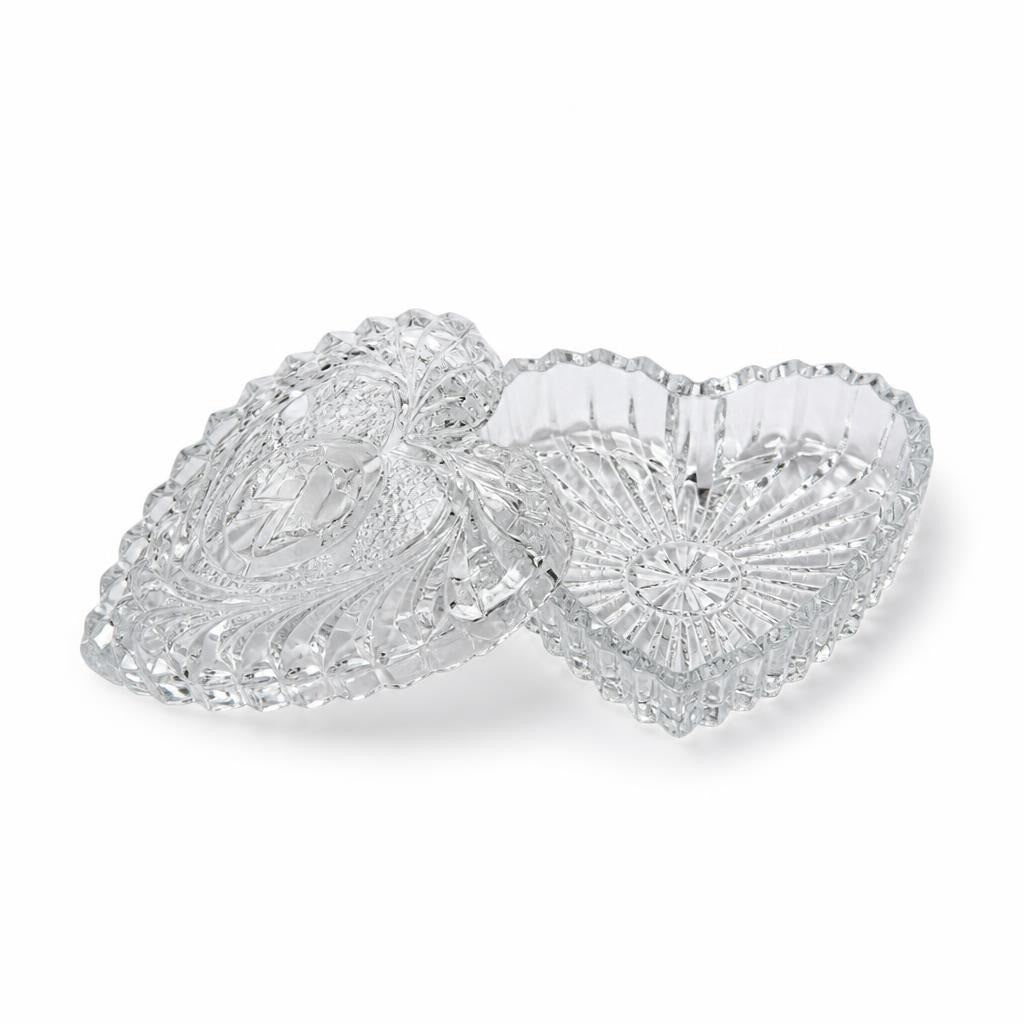 Crystal glass heart-shaped trinket dish with lid - second-hand at Why Go Less, Dekwaneh, Lebanon