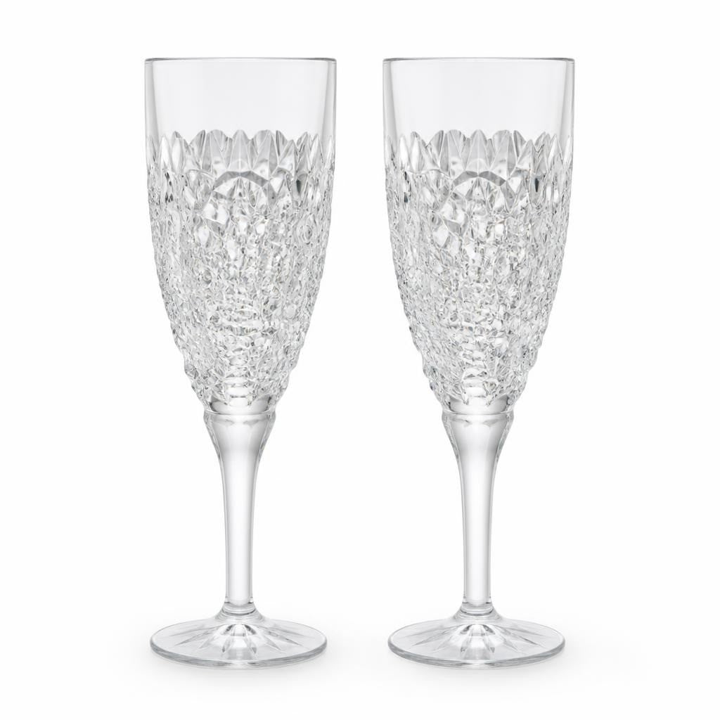 Crystal champagne flutes embossed pattern, set of 2 - second-hand at Why Go Less, Dekwaneh, Lebanon