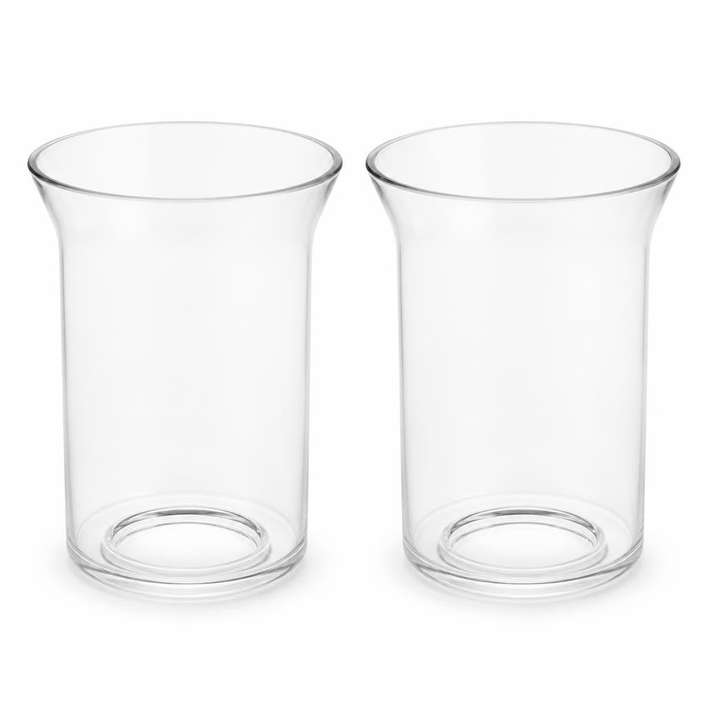 Pair of large clear glass hurricane vases - second-hand at Why Go Less, Dekwaneh, Lebanon