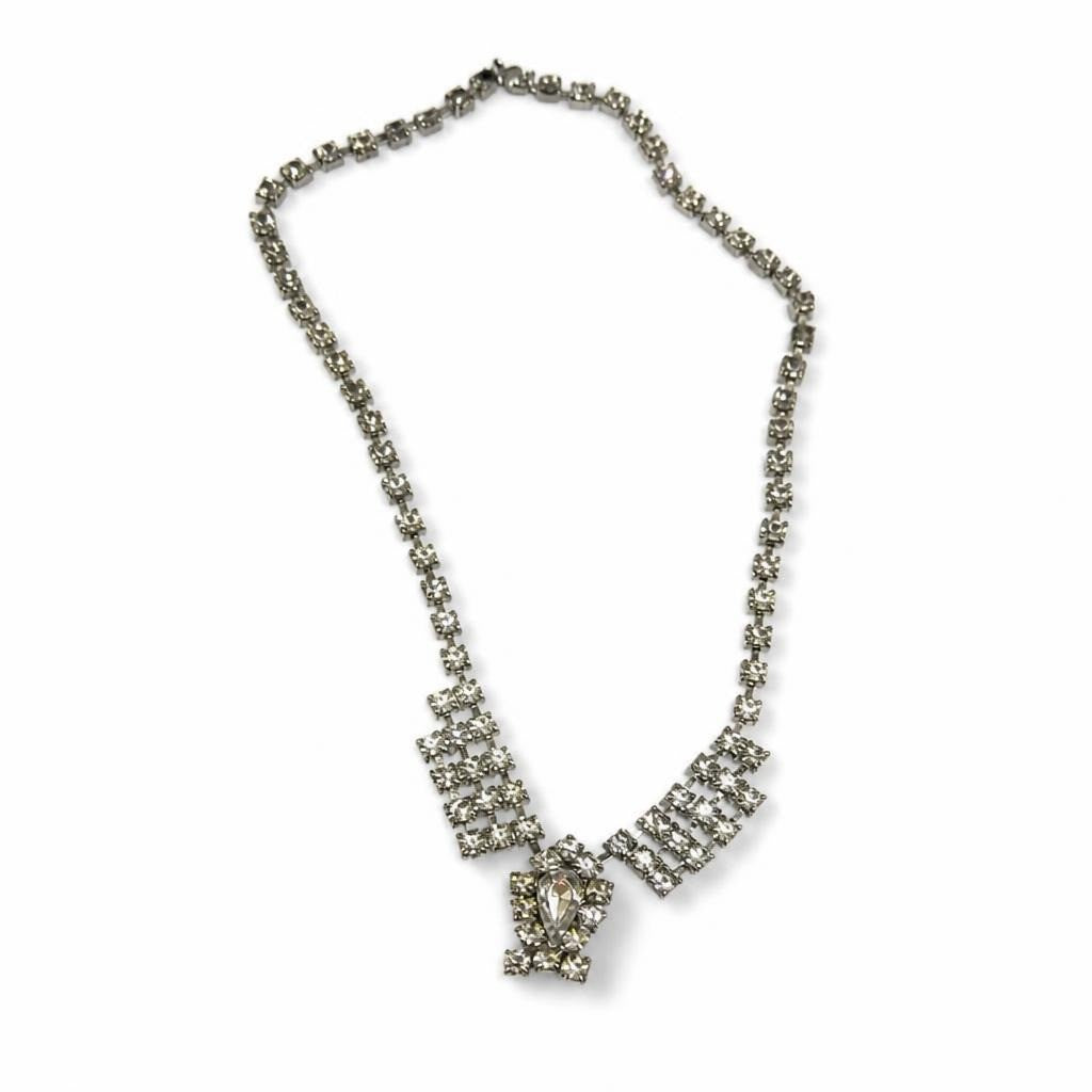 Crystal rhinestone silver-tone geometric pendant necklace - second-hand at Why Go Less, Dekwaneh, Lebanon