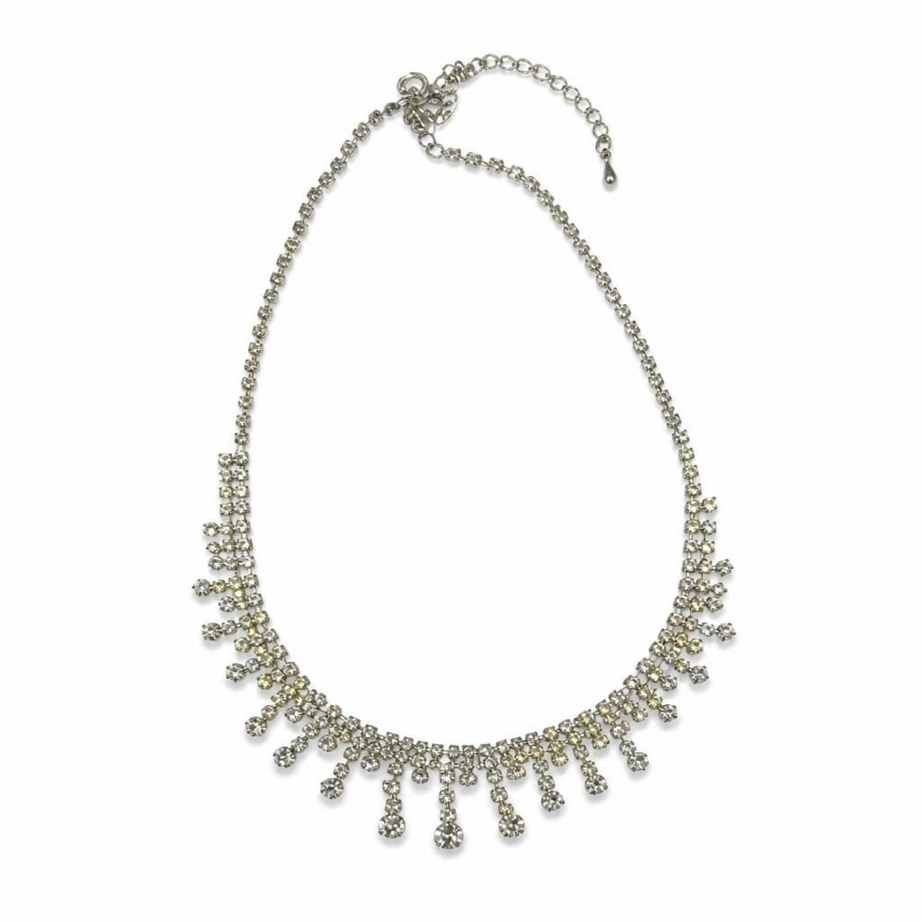 Silver-tone crystal rhinestone fringe drop necklace - second-hand at Why Go Less, Dekwaneh, Lebanon