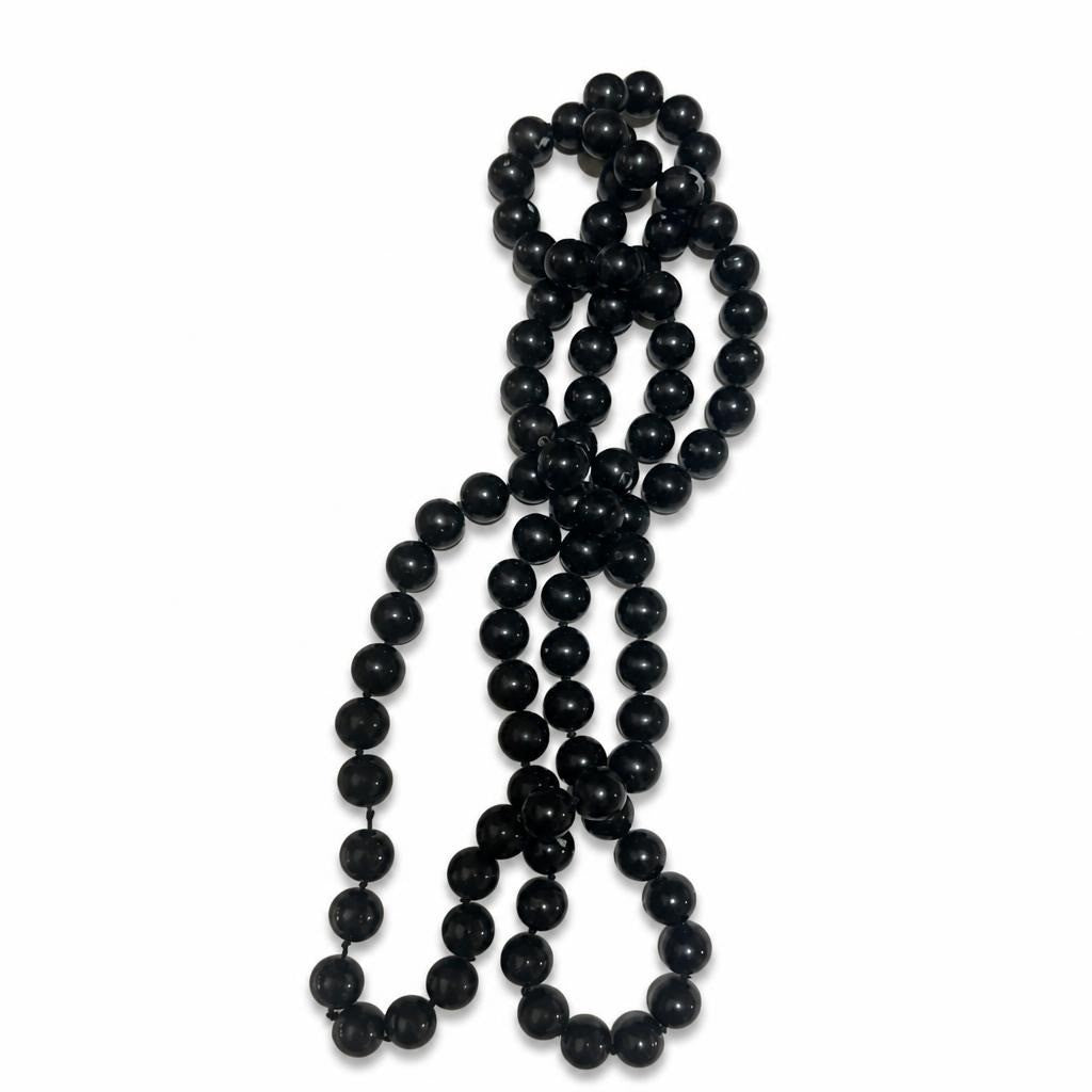 Long black round bead graduated necklace - second-hand at Why Go Less, Dekwaneh, Lebanon