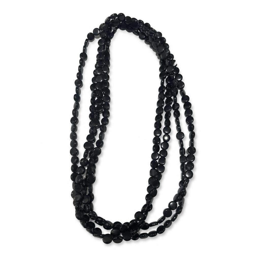 Multi-strand black beaded necklace, long layered - second-hand at Why Go Less, Dekwaneh, Lebanon