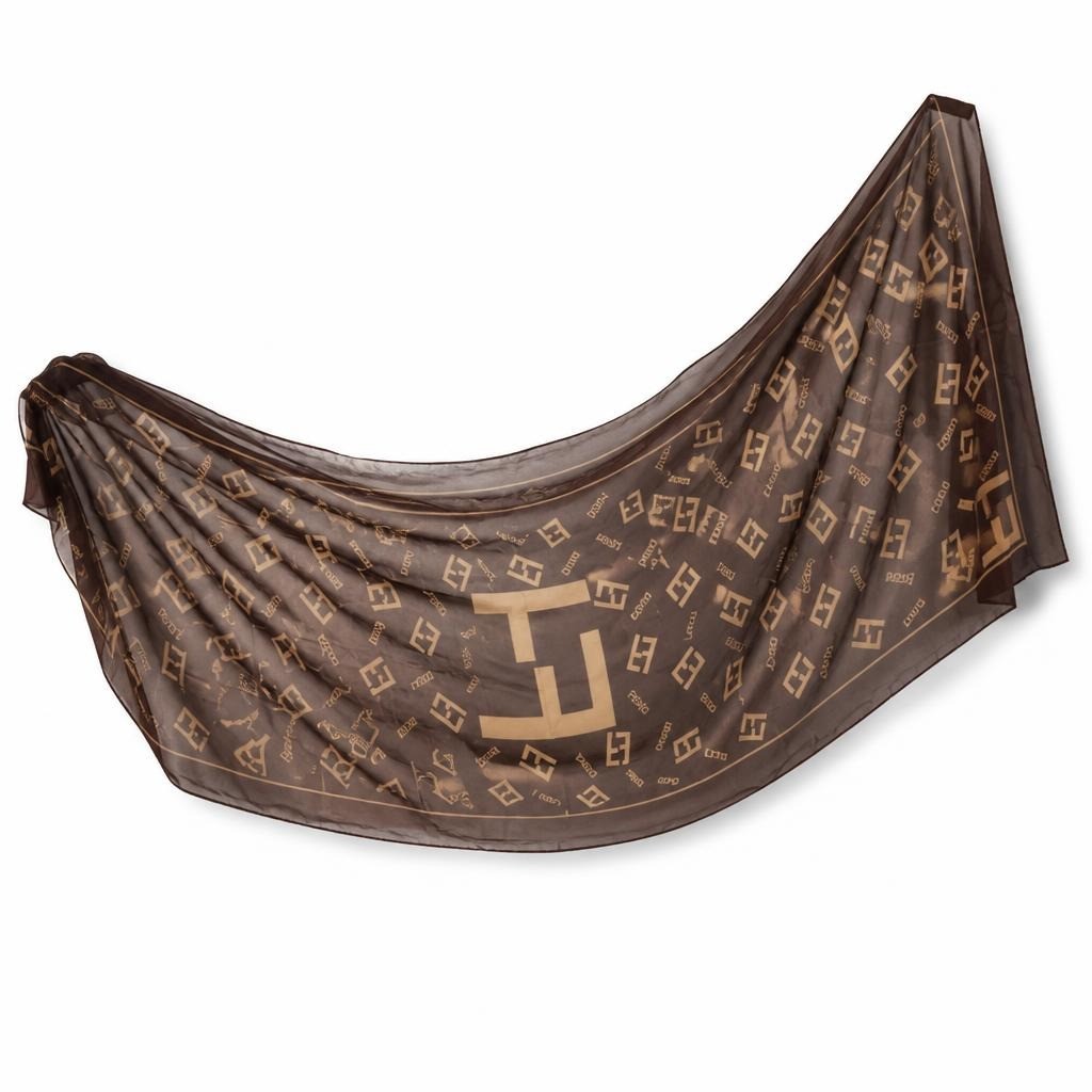 Brown monogram-print large scarf wrap - second-hand at Why Go Less, Dekwaneh, Lebanon