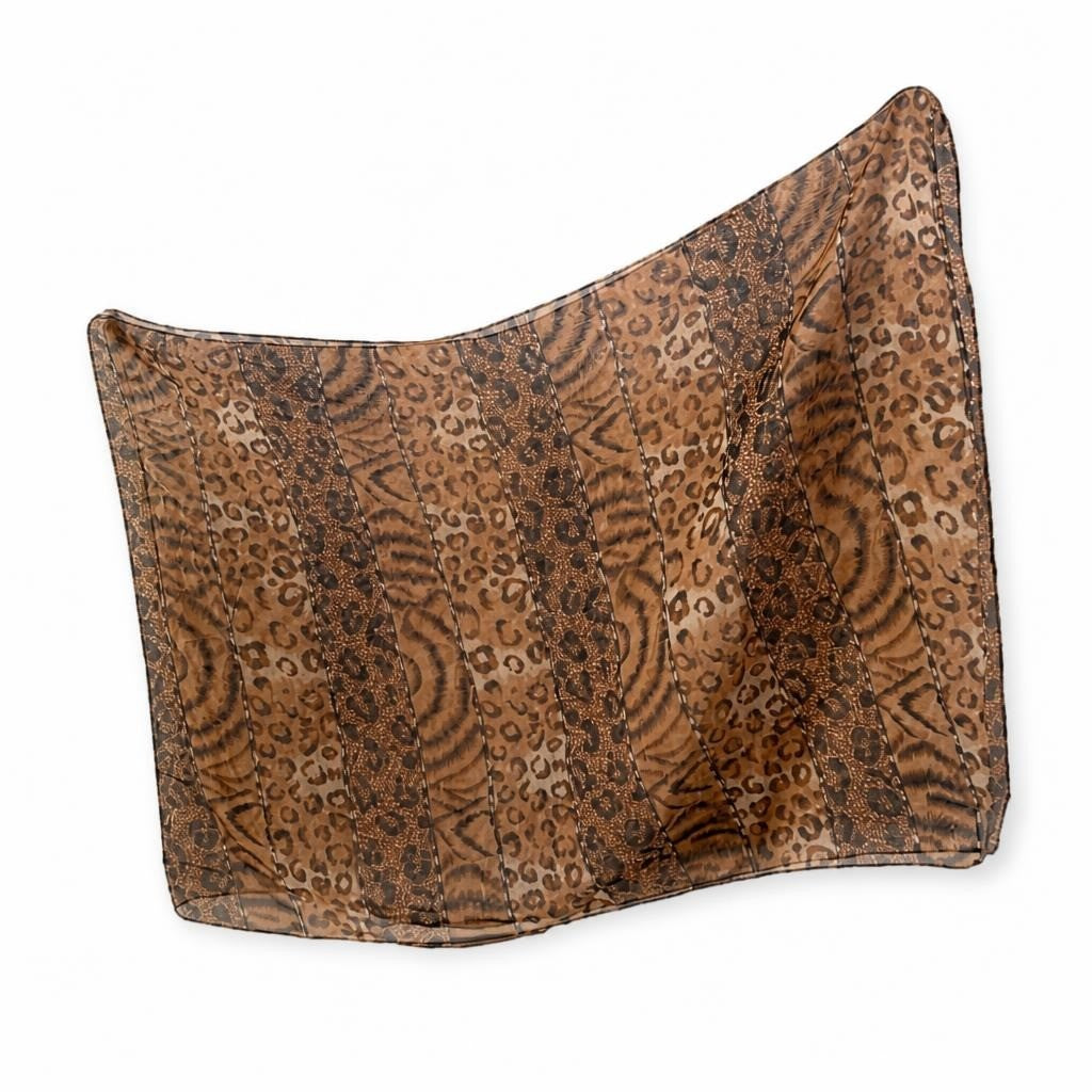 Brown leopard tiger print sheer chiffon scarf - second-hand at Why Go Less, Dekwaneh, Lebanon
