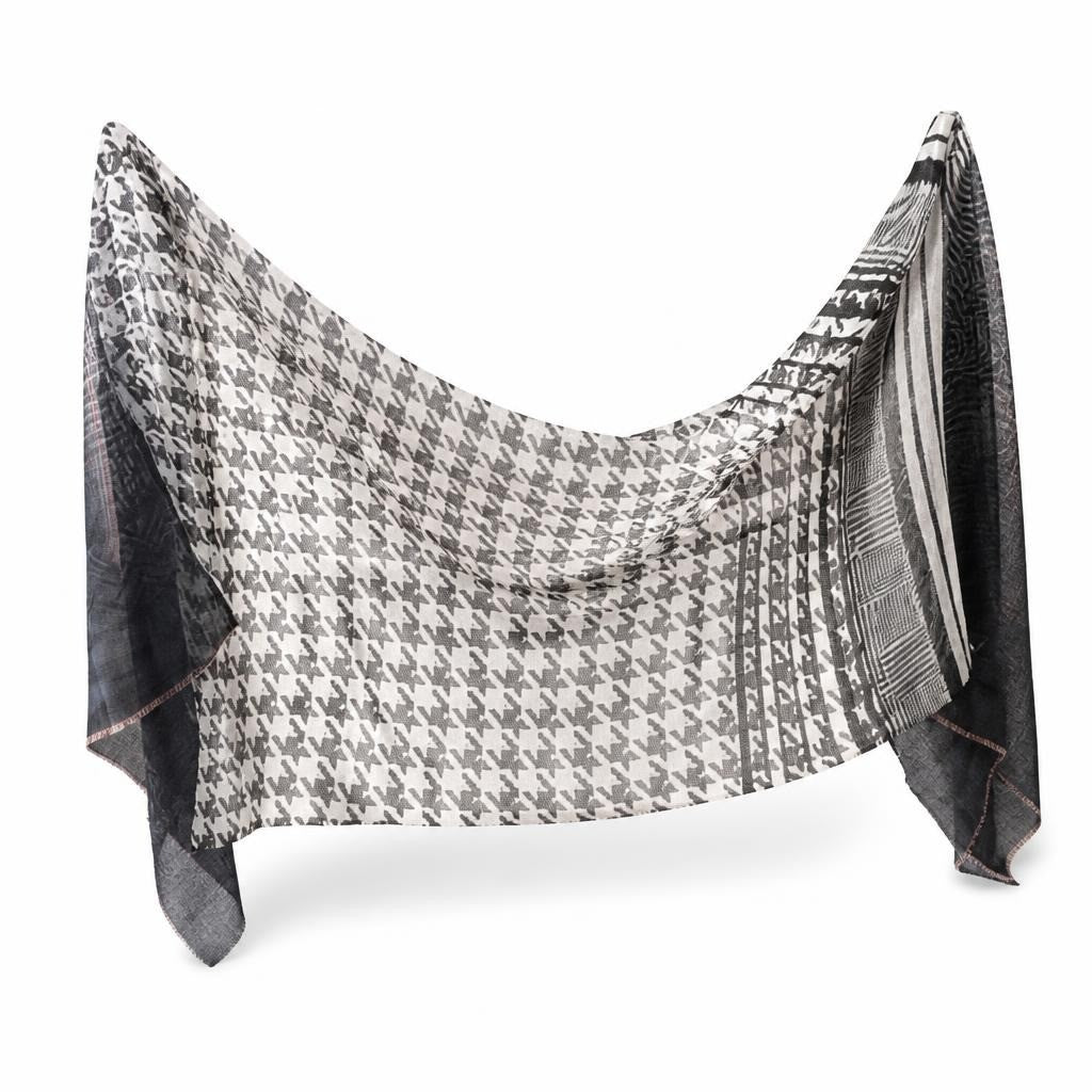 Black & white houndstooth sheer scarf/wrap - second-hand at Why Go Less, Dekwaneh, Lebanon