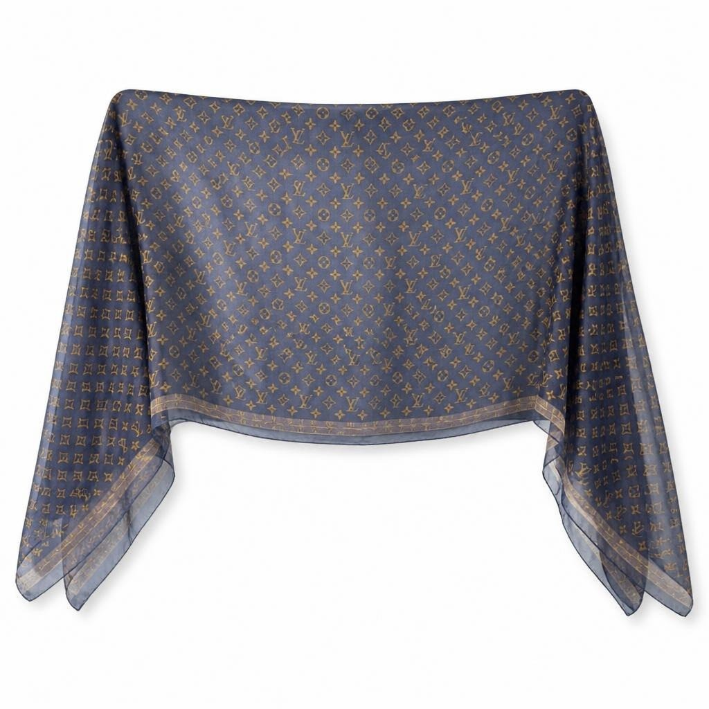 Dark monogram-print sheer scarf wrap - second-hand at Why Go Less, Dekwaneh, Lebanon