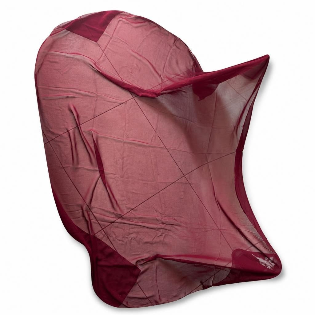 Burgundy sheer square scarf, solid, ~90x90cm - second-hand at Why Go Less, Dekwaneh, Lebanon