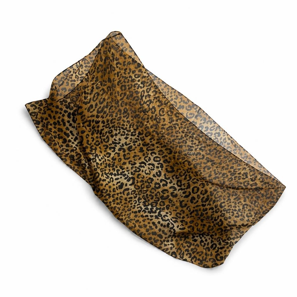 Leopard print long sheer scarf, tan/black - second-hand at Why Go Less, Dekwaneh, Lebanon