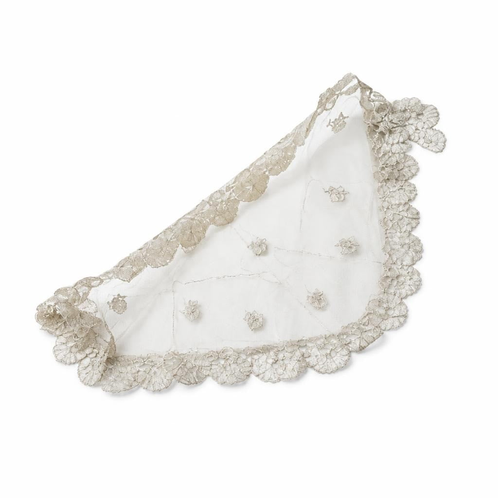 Ivory lace half-moon doily/table cover, ornate - second-hand at Why Go Less, Dekwaneh, Lebanon